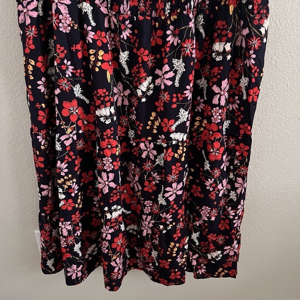 Bloom Chic Sz 28 Dress Midi Floral Mock Neck Sleeveless New Smocked - Picture 4 of 9